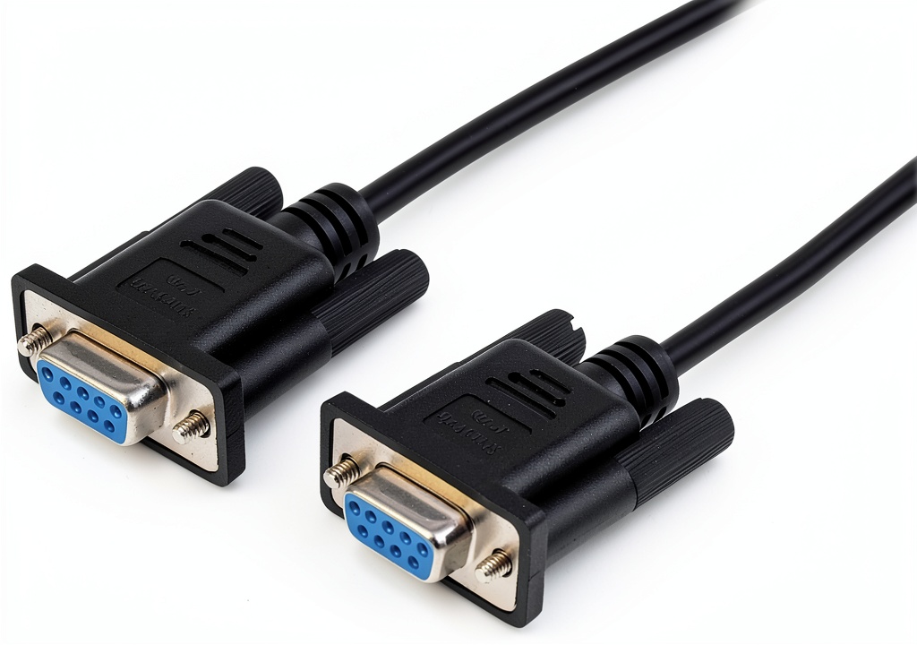 StarTech serial null modem cable connected to a modem and PC
