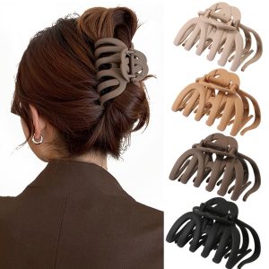Octopus Hair Clips Black Neutral Khaki Neutral Brown Beige-0