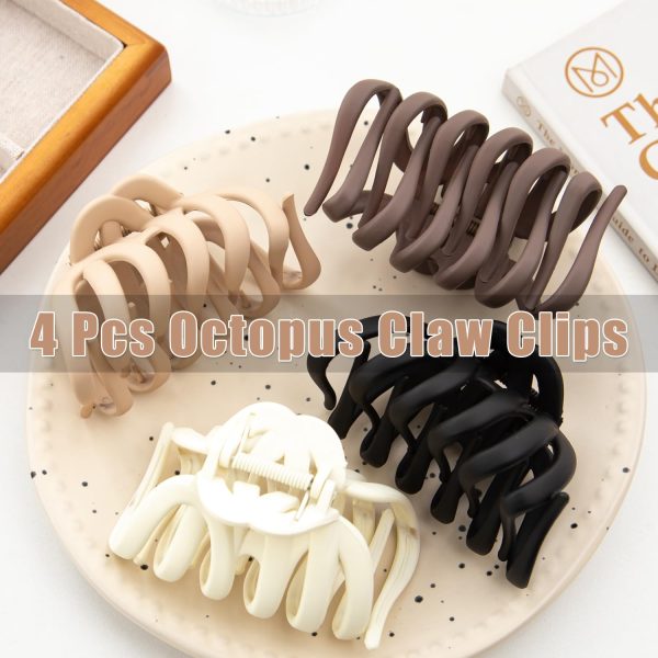 Octopus Hair Clips Black Neutral Khaki Neutral Brown Beige-2