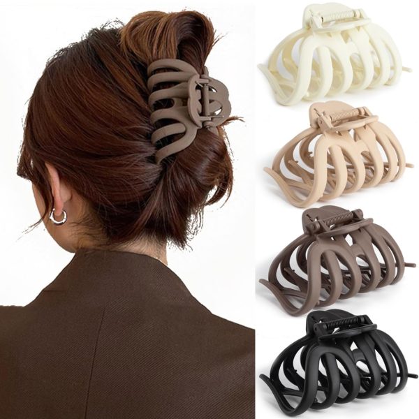 Octopus Hair Clips Black Neutral Khaki Neutral Brown Beige-7