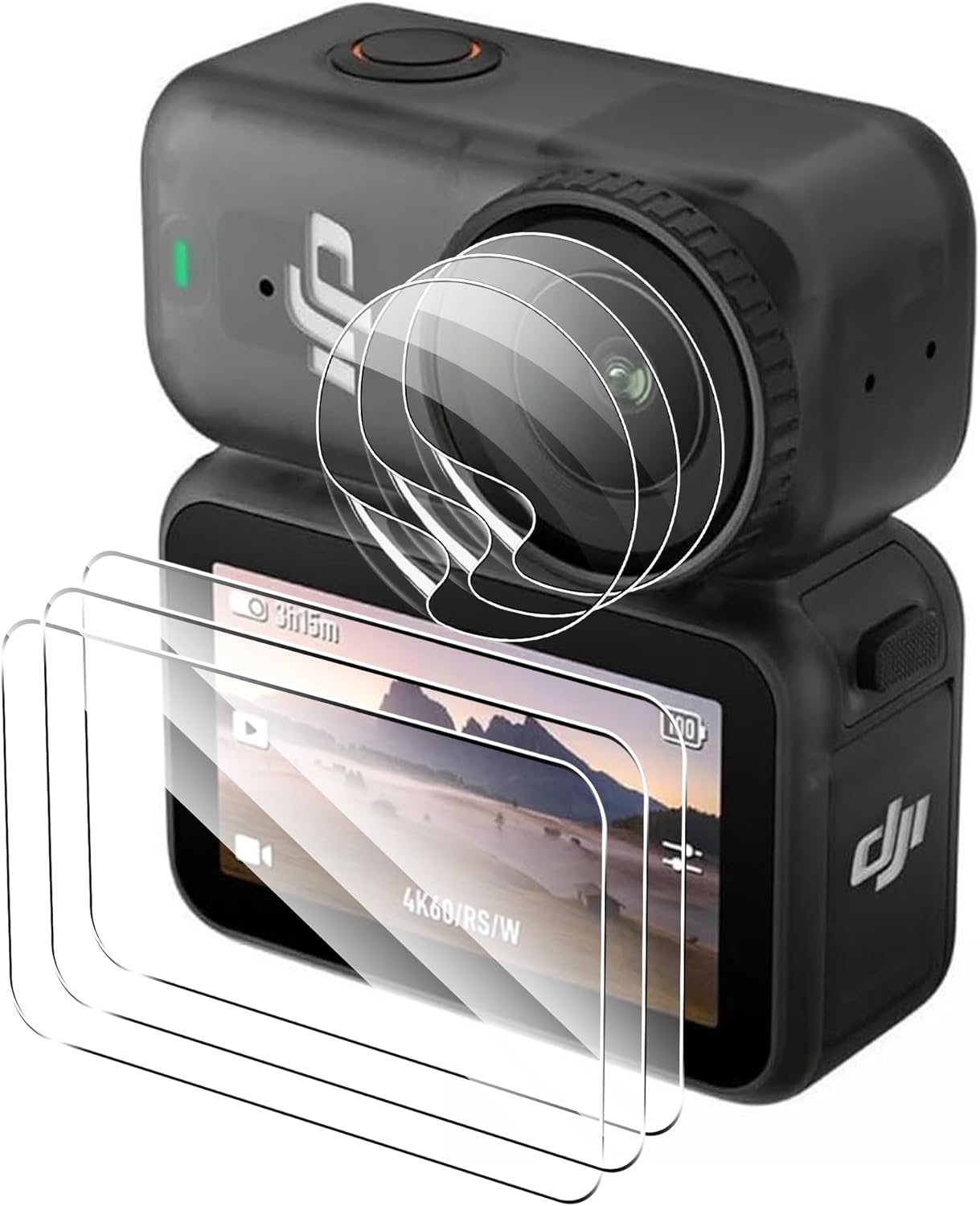 Installing OSMO Nano-3M Screen Protector for Digital Cameras on a wooden desk
