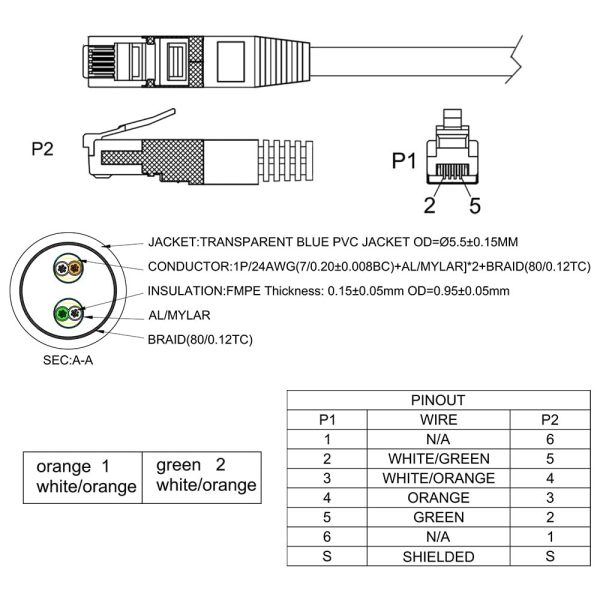 RJ11 Ethernet Cable Gold Plated Beszin Modem Cables-5