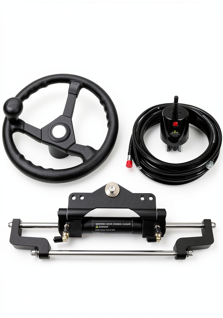 Installing Camoo hydraulic steering kit on a boat deck