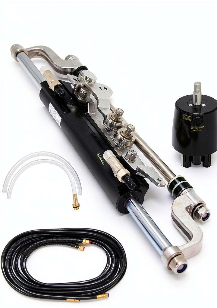 Winibo hydraulic steering kit installed on a boat deck