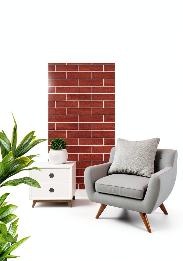 Red Faux Brick Wall Tiles TORURAL 100-Piece 3D Thin Veneer Waterproof-0
