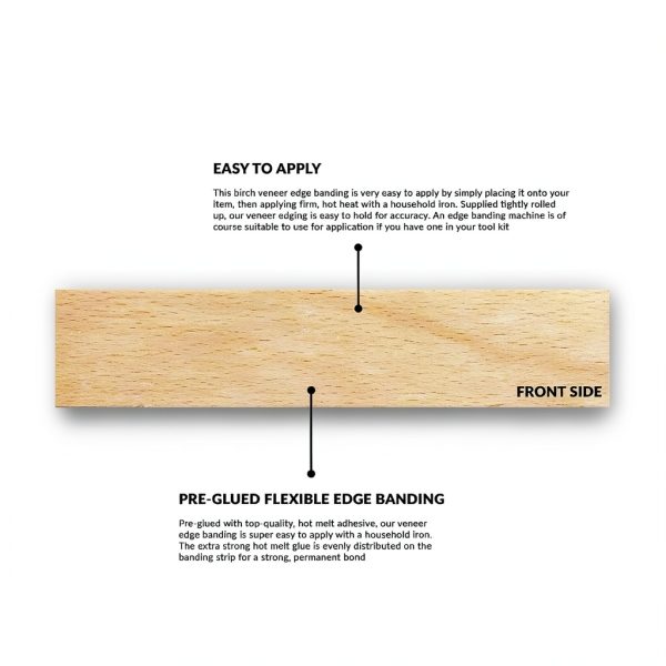 Birch Edge Banding by UNMAR 3/4" x 25ft Pre‑Glued Wood Veneer Trim-3
