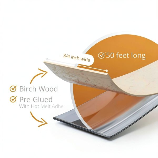 Dovetail Birch Edge Banding Veneer Tape 50ft 3/4in Pre-Glued YANYE-1